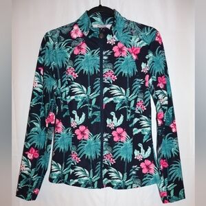 Tommy Bahama Navy Tropical Floral Jacket With Front Pockets. Small. NWT.